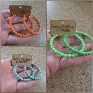 Trendy Colorful Beaded Earring Set-3 Pairs Boutique